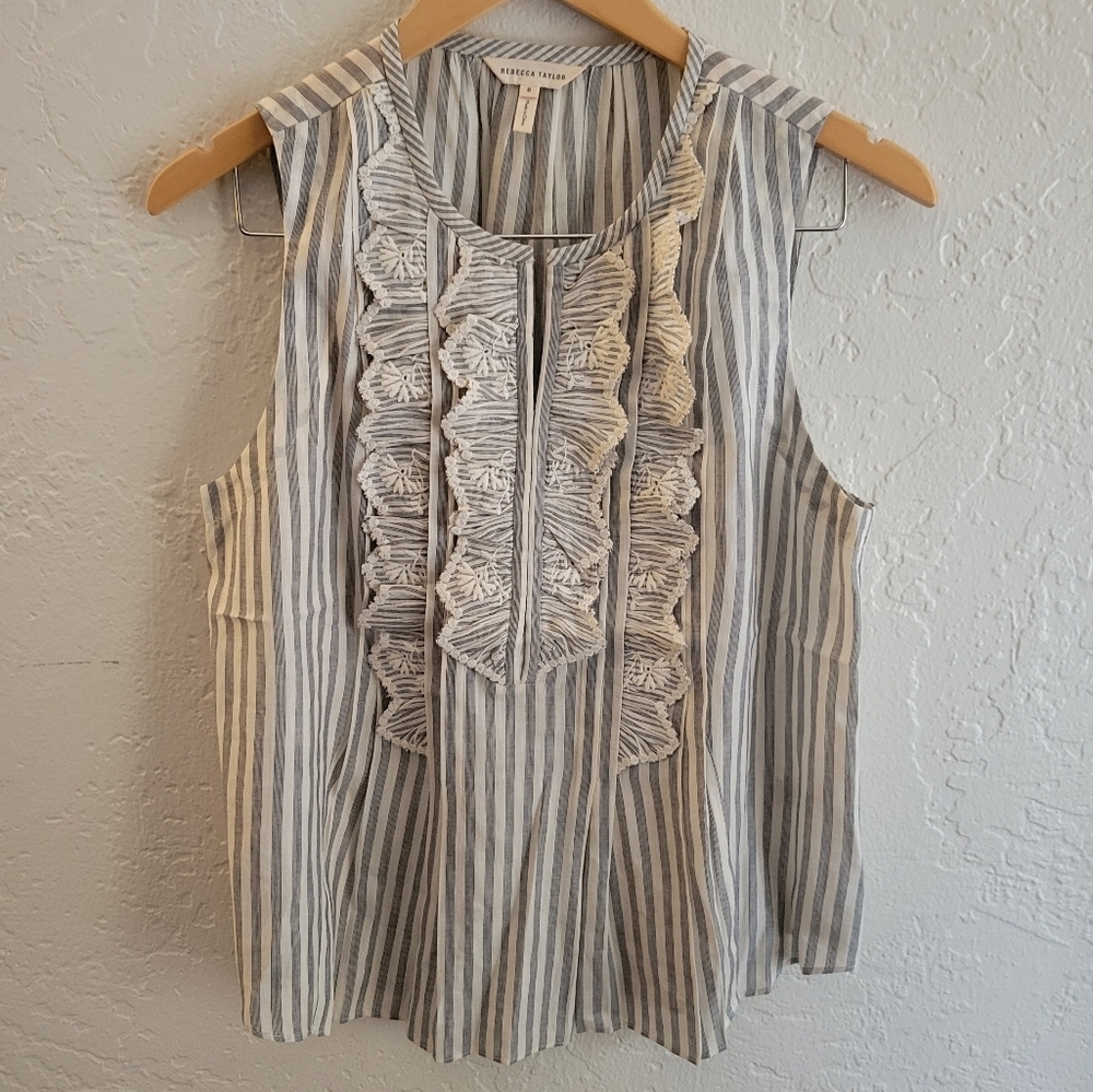 Rebecca Taylor Ruffle Eyelet Top Size 8
